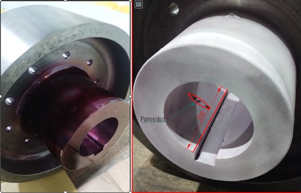 Inspección de pieza metálica y detección de porosidad con líquidos penetrantes (PT)